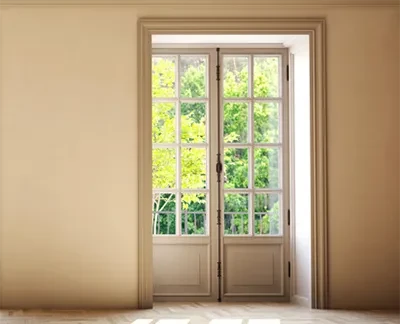 double doors with large windows in a home