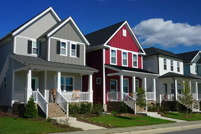 a row of upscale suburban homes