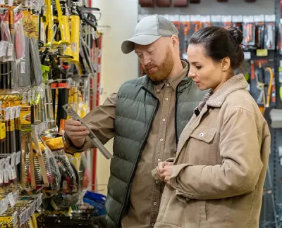 photo of a couple shopping at a hardware store