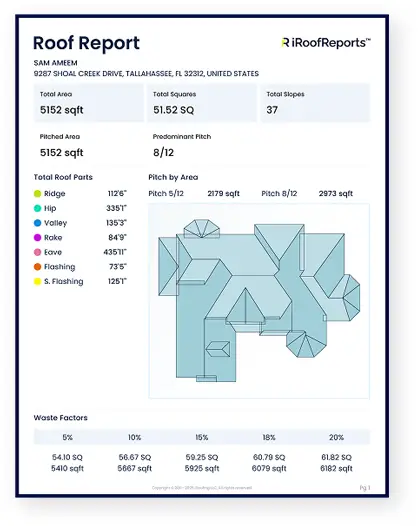 iroofreport-example a page of a report showing details about a house's roof