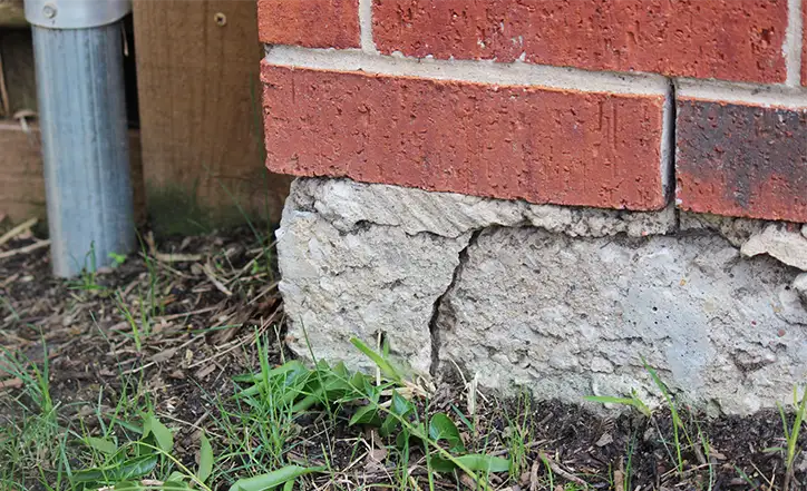 photo of a cracked foundation on a brick home