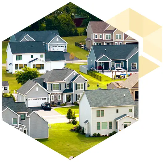 aerial photo of suburban homes