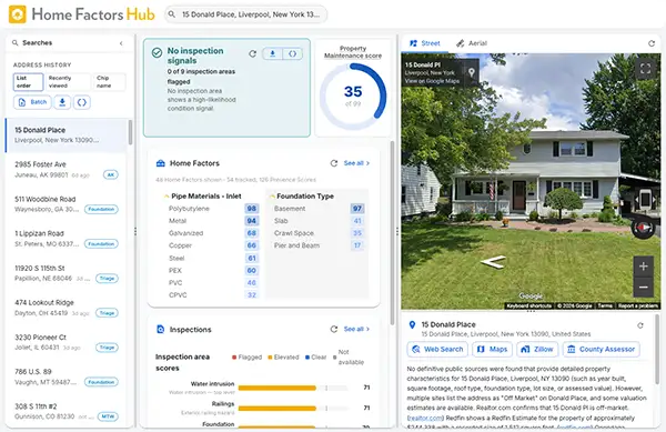 screenshot of the home factors hub software